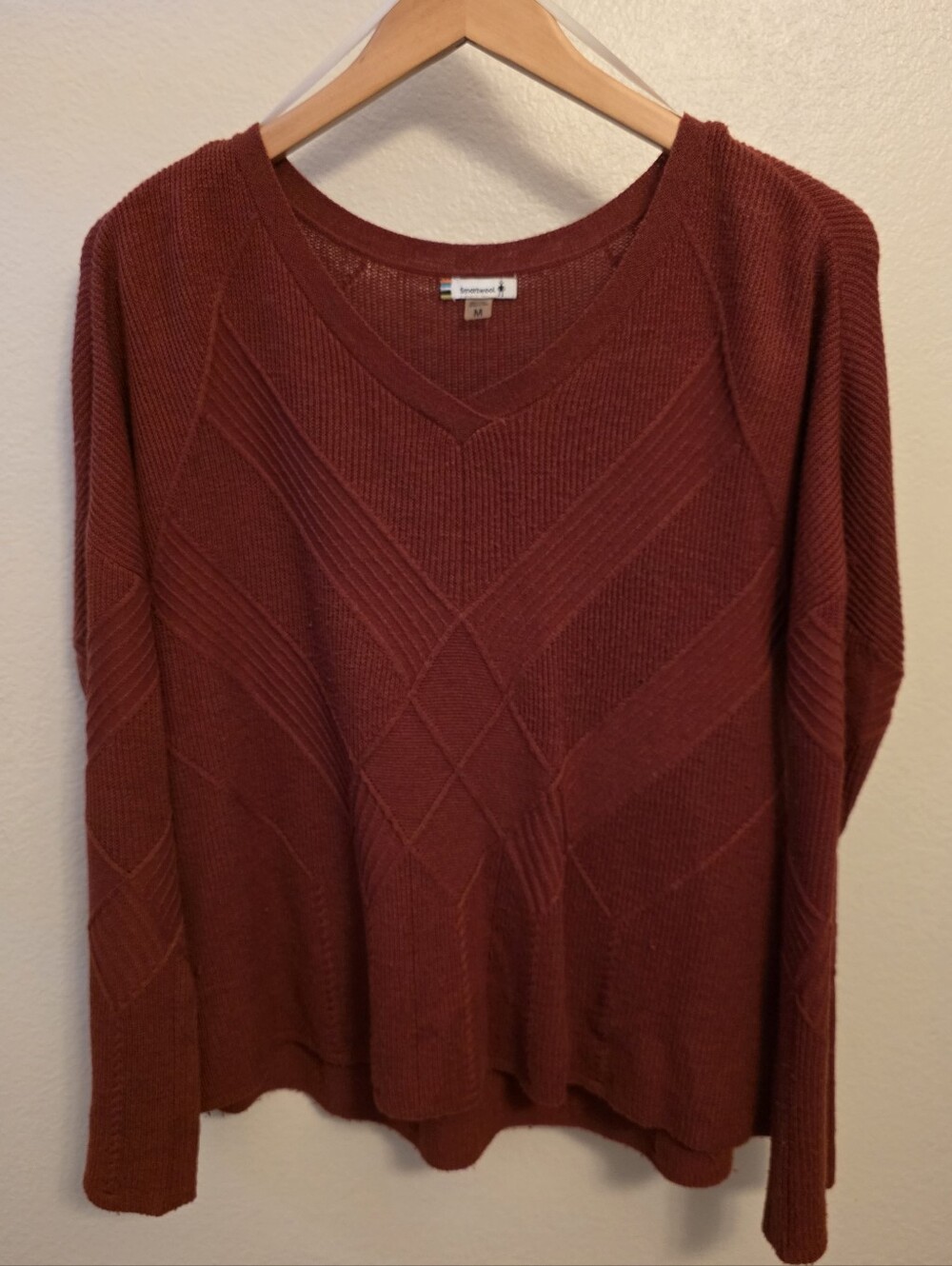 Smartwool Rust V-Neck Chevron Knit Sweater